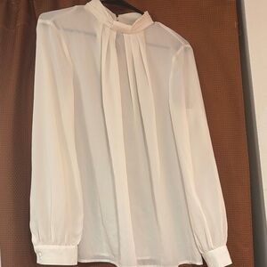 Mango Cream Blouse with Pleated Front